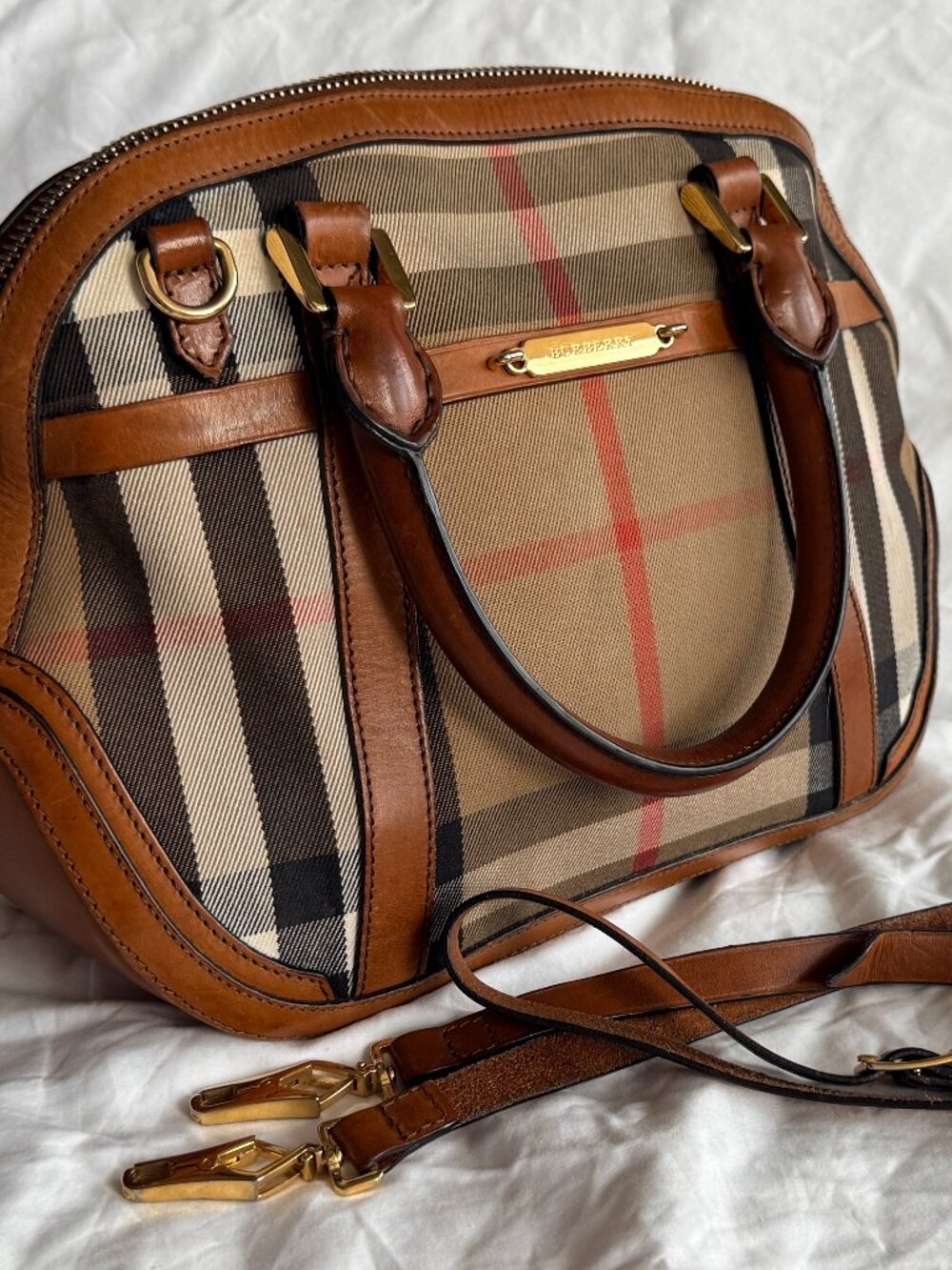 Burberry Orchard House Check Bowler Bag